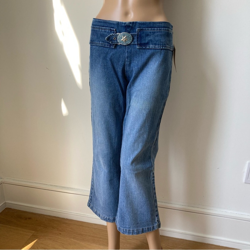Blue Flare Wide Leg Jeans with Yoga Waistband